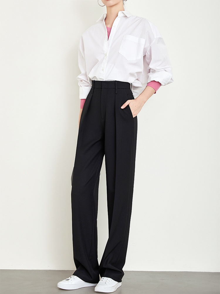 Autumn And Winter Gray Suit Pants Old Money Style Pants Slimming Wide Leg Pants Niche Casual Straight Pants Women - 2