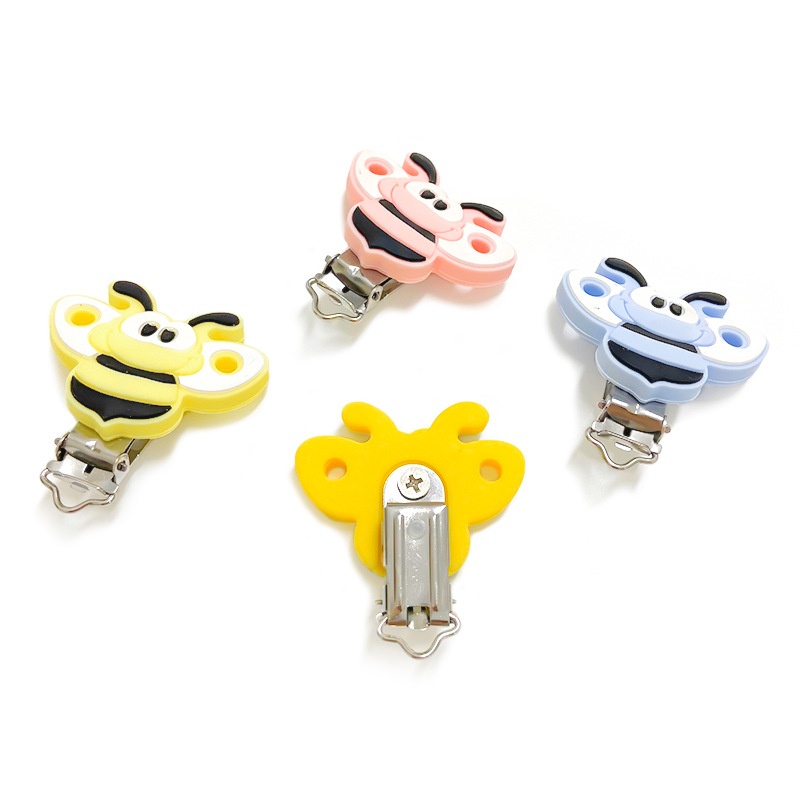 Cartoon Bee Silicone Pacifier Clip Baby Pacifier Anti-drop Chain Accessories Iron Clip Pacifier Clip