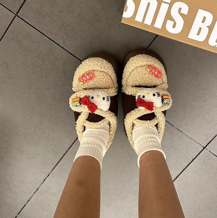 Internet Celebrity Hot Style Cartoon Cute Thick-soled Snow Boots For Women Winter Plus Velvet Thickened Anti-slip Warm Cotton Shoes