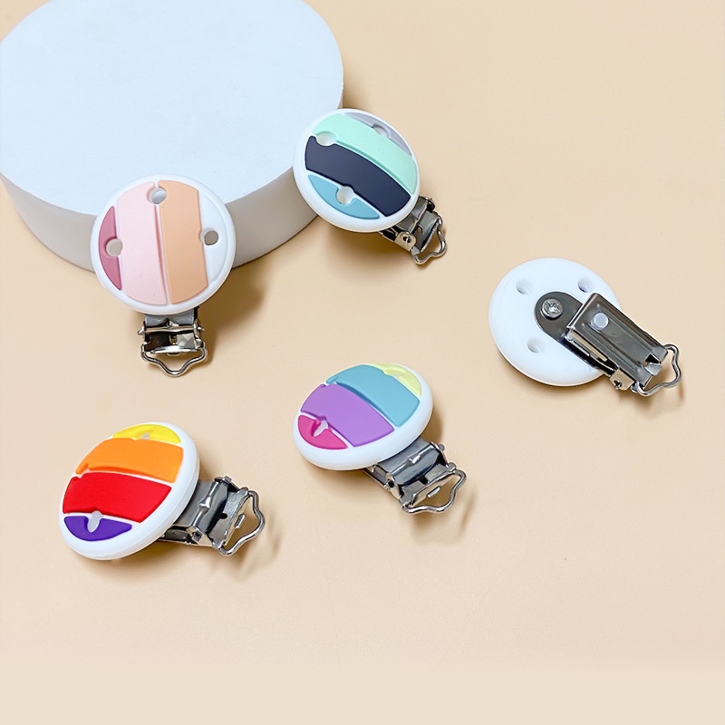 Round Three-hole Silicone Pacifier Clip Baby Pacifier Chain Accessories Clip DIYChildren's Teether Anti-drop Chain Crocodile Clip