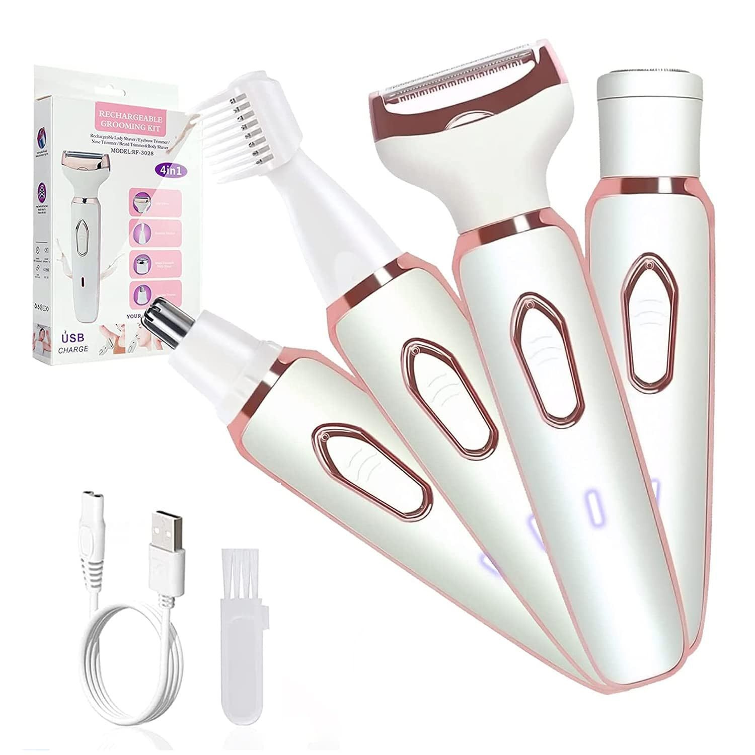 4 In1 Ladies Shaver USBRechargeable Electric Shaver Leg Hair Armpit Hair Removal Private Pubic Hair