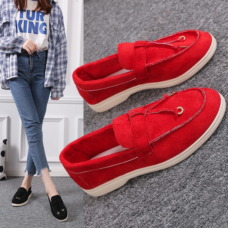 Large Size Soft Sole Loafers For Women Slip On Shoes Retro Leather Shoes Comfortable Flat Shoes Toe Shoes For Women