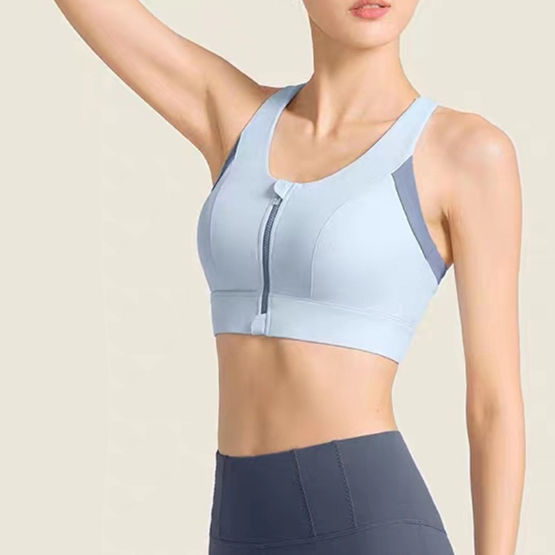 Color Matching Front Zipper Leisure Sports Fitness Yoga Outside Wearing Bra