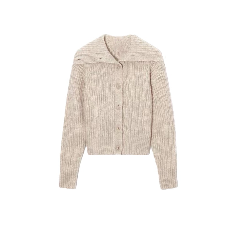 Autumn And Winter Style C Home Casual Button Large Lapel Wool Blend Soft Waxy Knitted Cardigan Women's Jacket - 5