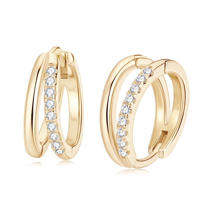 Style Personalized Double Hoop Earrings For Women Niche Simple Moissanite Earrings925 Sterling Silver Foreign Trade - 5