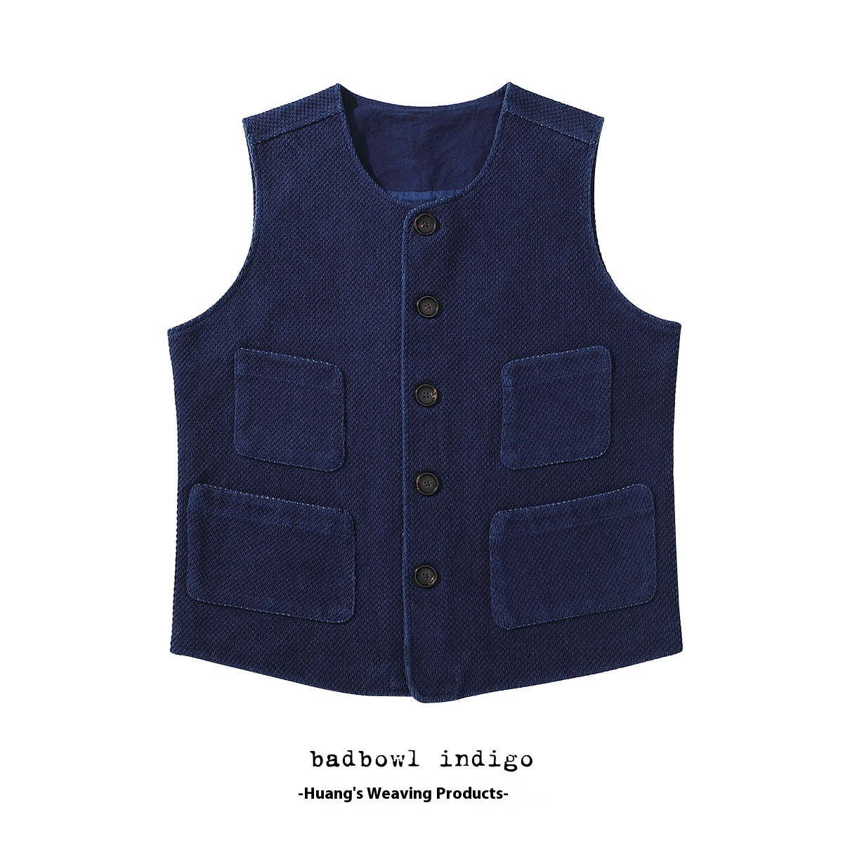 Huang's Weaving Indigo Blue Dyed Jacket Japanese Retro Sashiko Sashiko Kendo Uniform Fabric Brown Vest
