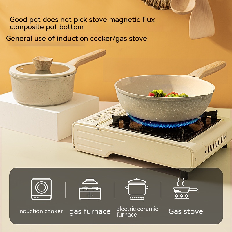 Medical Stone Non-stick Pan Full Set Of Household Pots And Pans Set Frying Pan Soup Pot Induction Cooker Gas Stove Special Pot