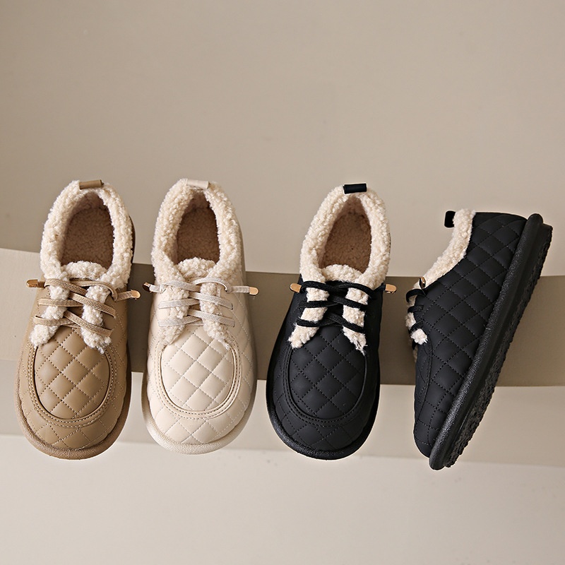 Anti-slip Warm Height-enhancing Thick-soled Snow Boots For Women Winter Plus Velvet Slip-on Retro Small Fragrant Cotton Shoes