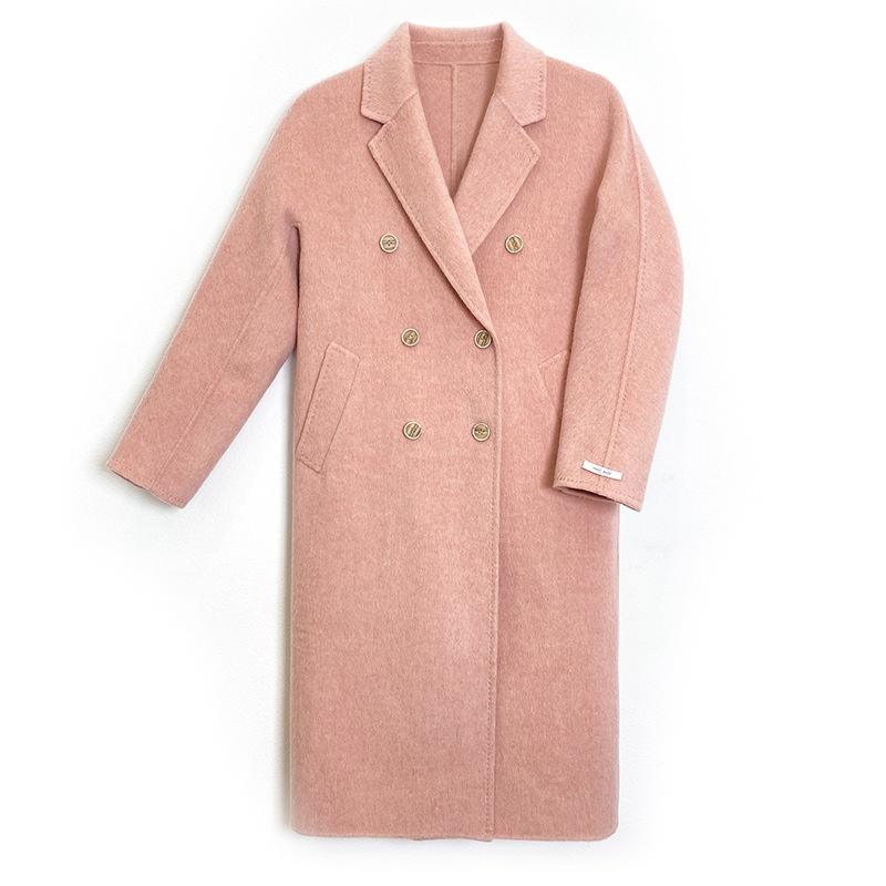 Q504 High-end Albaka Alpaca Double-sided Hand-stitched Coat For Women Brand Flat Woolen Coat - 5