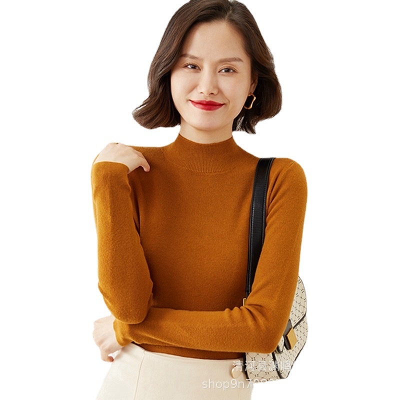 Basic Simple Style Inner Woolen Sweater Versatile Half Turtleneck Bottoming Sweater For Women 21 Spring And Autumn Knitted Sweater - 5