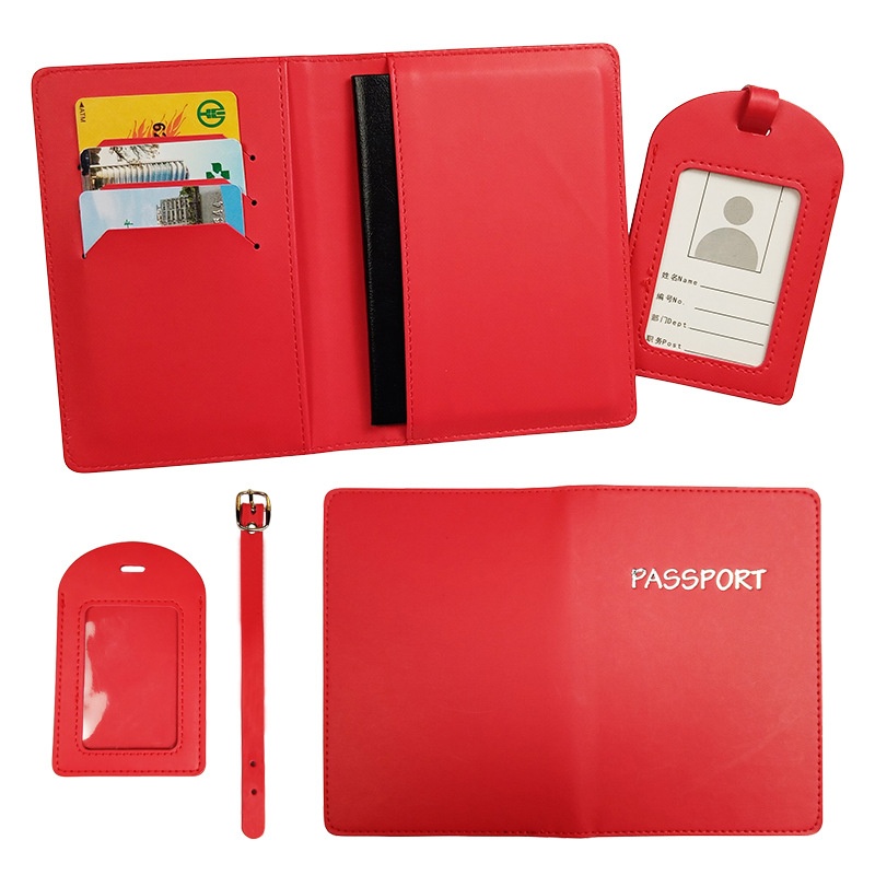 Pu Leather Travel Business Gift With Passport Bag Passport Holder Protective Cover Luggage Tag Set - 5