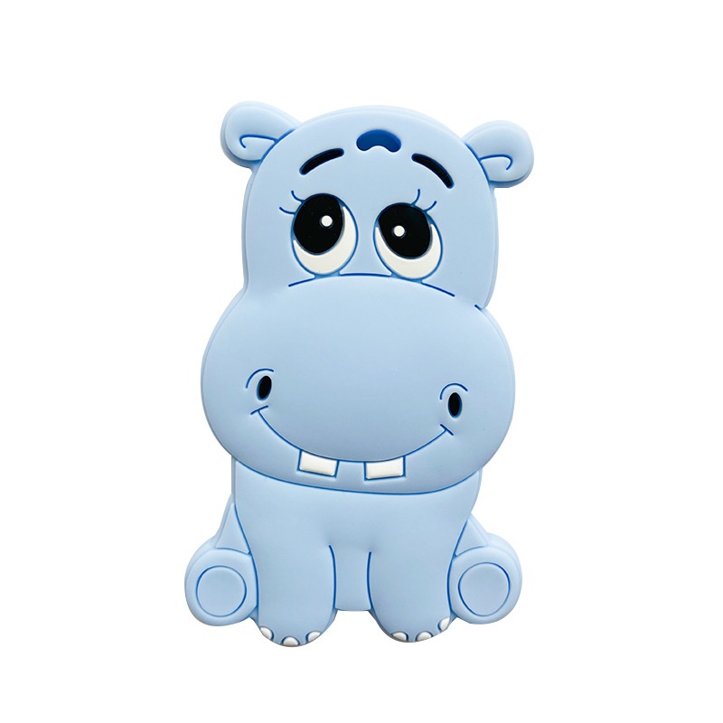 Direct Hair Hippo Anti-eating Hand Baby Teether Stick Teether Chewable Boilable Food Grade Silicone Chew Toy