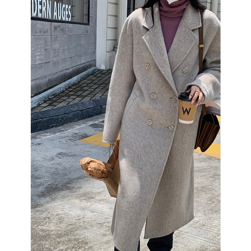 Q504 High-end Albaka Alpaca Double-sided Hand-stitched Coat For Women Brand Flat Woolen Coat - 3