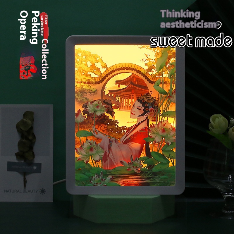 Creative Unique Holiday Gift USBNight Light Color Craft Silhouette Light Custom3 Three-dimensional Light And Shadow Paper Sculpture Lamp