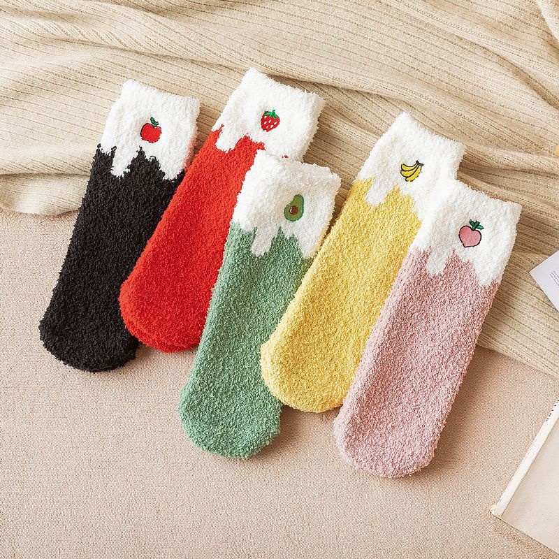 Winter Cartoon Half-velvet Japanese Half-velvet Floor Socks Warm Thick Christmas Socks