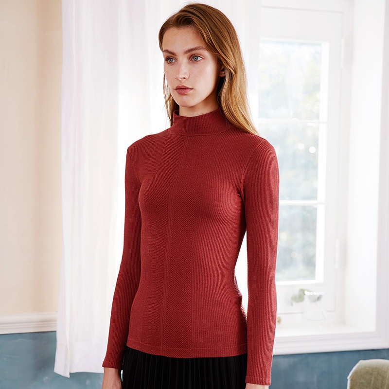 Autumn And Winter Thermal Underwear Women's Half Turtleneck Bottoming Top Slim Long-sleeved Ribbed Autumn Coat