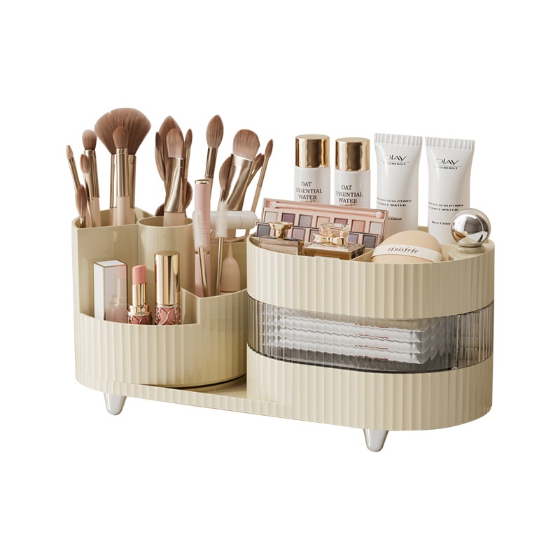 Cosmetic Storage Box Dressing Table High-value Makeup Brush Storage Tube Lipstick Skin Care Products Desktop Rotating Storage Rack