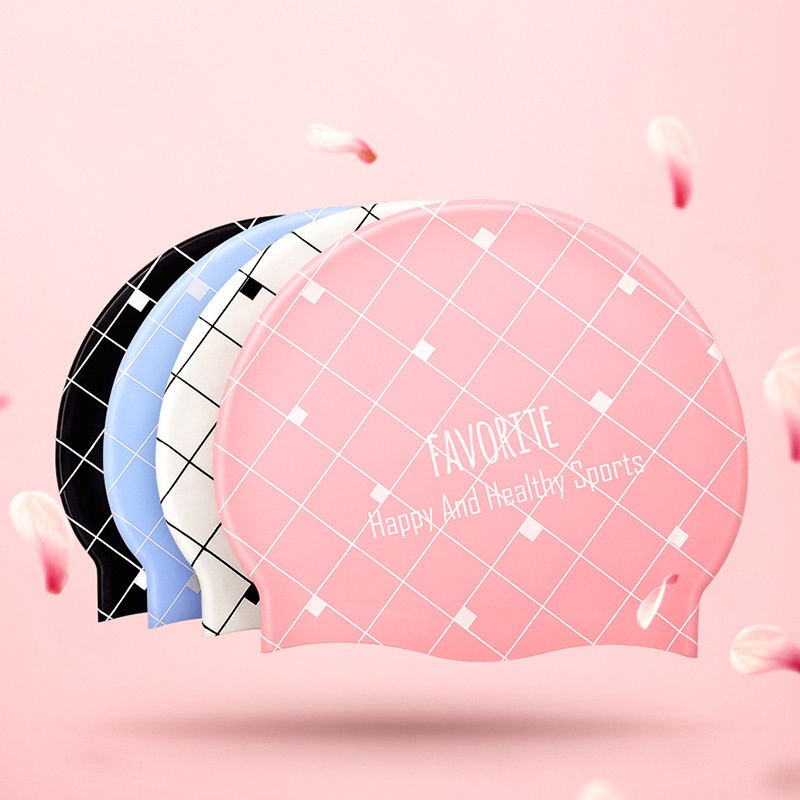 Fashionable And Cute Professional Adult Waterproof Big Size No Cut Head Large Female Long Foam Hot Spring Silicone Swimming Cap