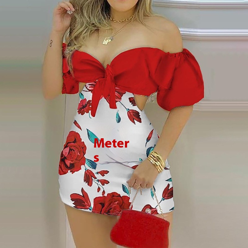 Summer Style One-line Shoulder Hollow-waist Panty Dress
