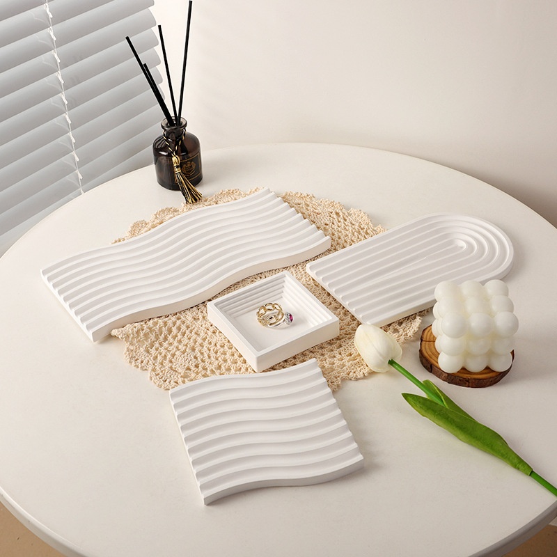 Plaster Jewelry Storage Tray Modern Simple Dining Table Food Photo Props Photography Shooting Decoration Background