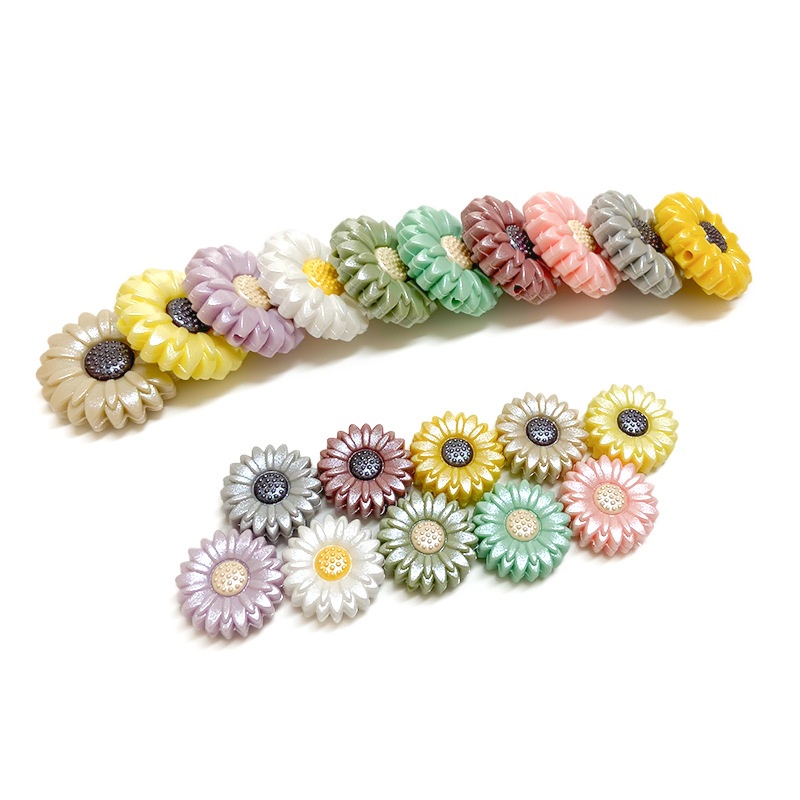 Chrysanthemum Silicone Beads DIYBracelet Beaded Pen Accessories Beads Glitter Shiny Sunflower Loose Beads Flower Silicone Beads
