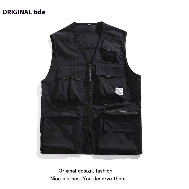 Summer Thin Workwear Vest Men'sy Brand Functional Tactical Couple Multi-pocket Waistcoat Solid Color Vest Jacket