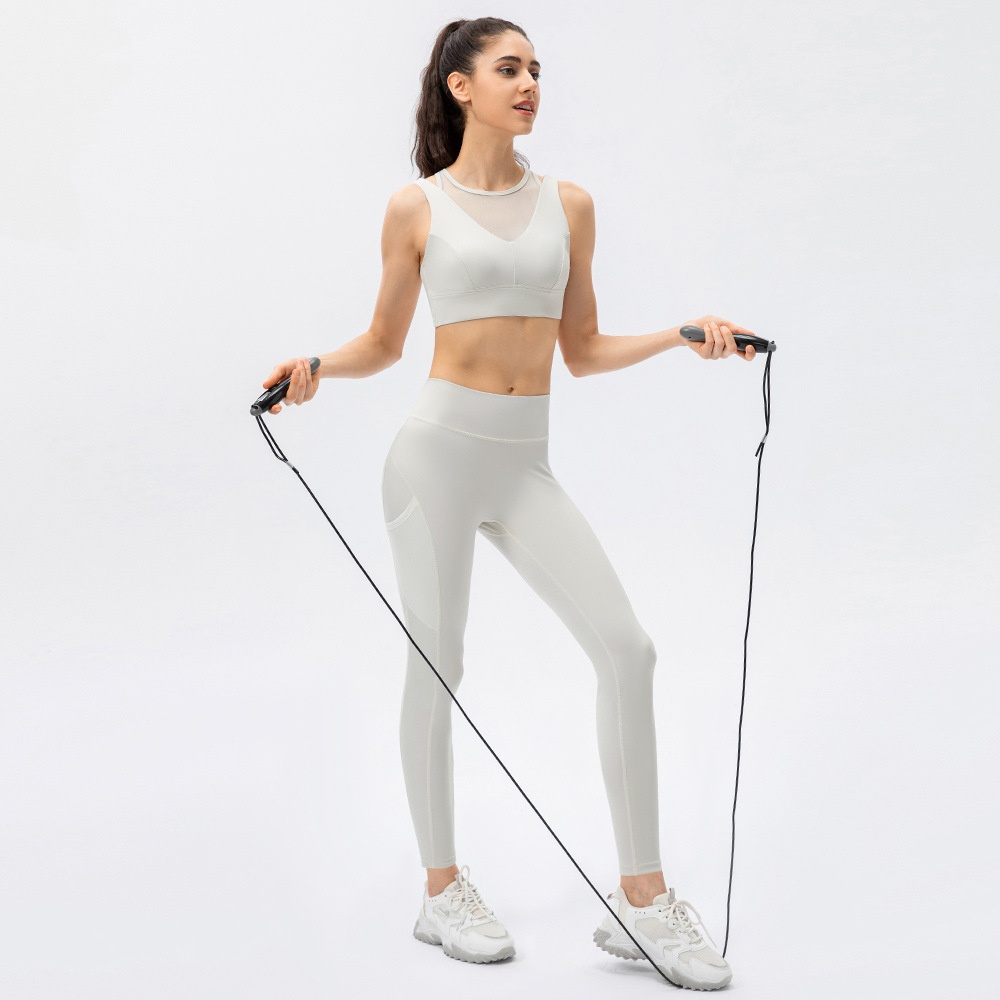 Women's Yoga Set Buckle Sports Bra Nude Feeling No Embarrassing Line Tight Pants Running Training Fitness Two-piece Set