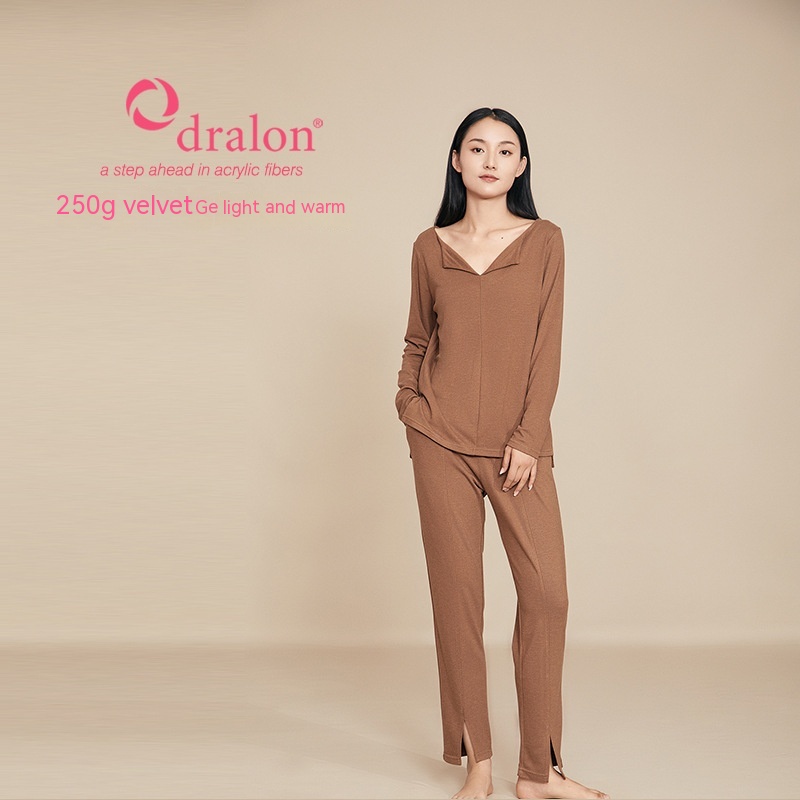 Pajamas For Women In Autumn And Winter Double-thin German Velvet Home Wear Set For Women Warm And Stylish Lapel Tops With Slit Trousers