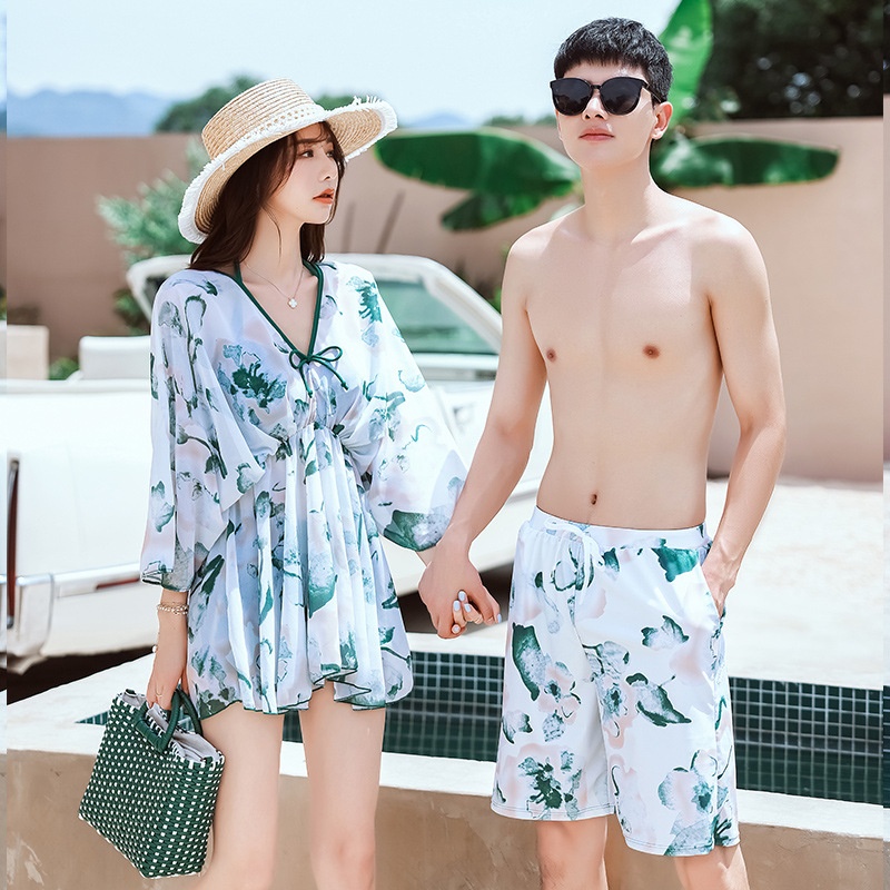 Bathing Spa Beach Summer Water Park Couple Swimsuit Set