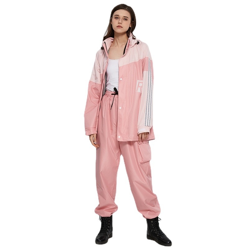 Qinfeiman Raincoat Fashion Outdoor Adult Cycling Reflective Breathable Raincoat Rain Pants Suit