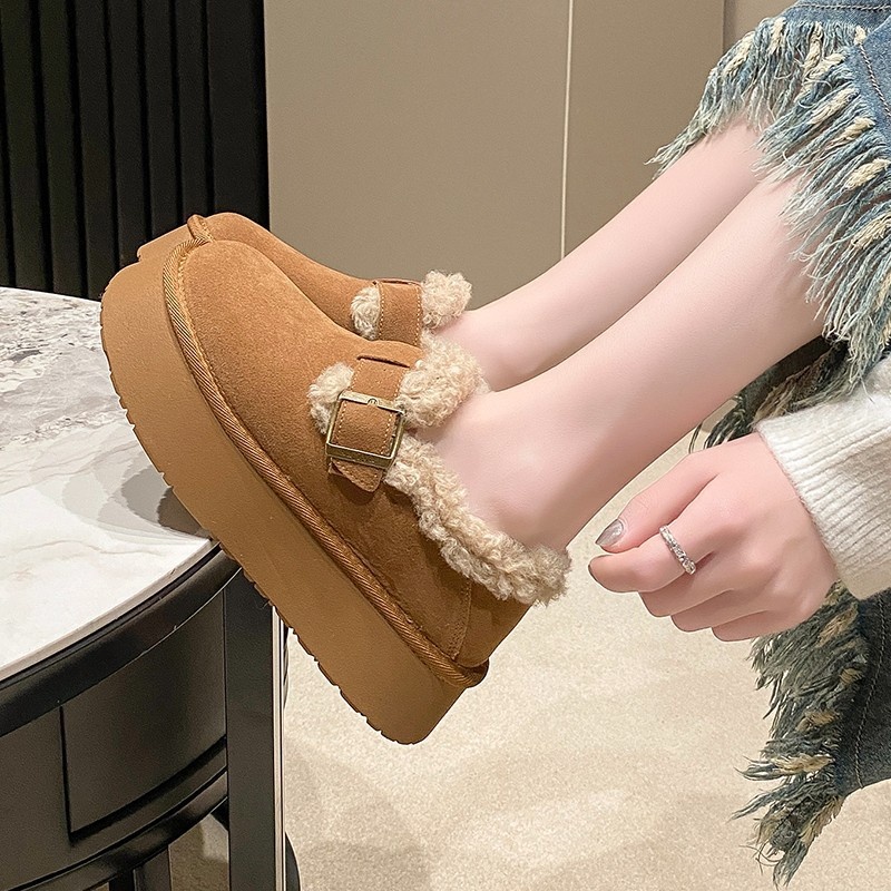 Internet Celebrity Non-slip Warm Thick-soled Snow Boots For Women Winter Plus Velvet Thickened One-step Birkenstock Cotton Shoes