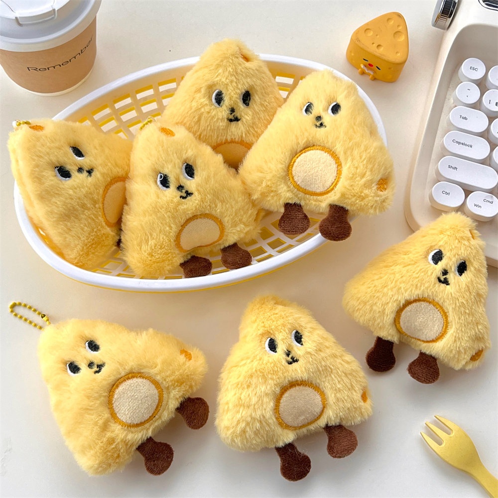 Cute Plush Cheese Pendant All-match Cartoon Doll Keychain Student Bag Pendant Girl Heart Brooch
