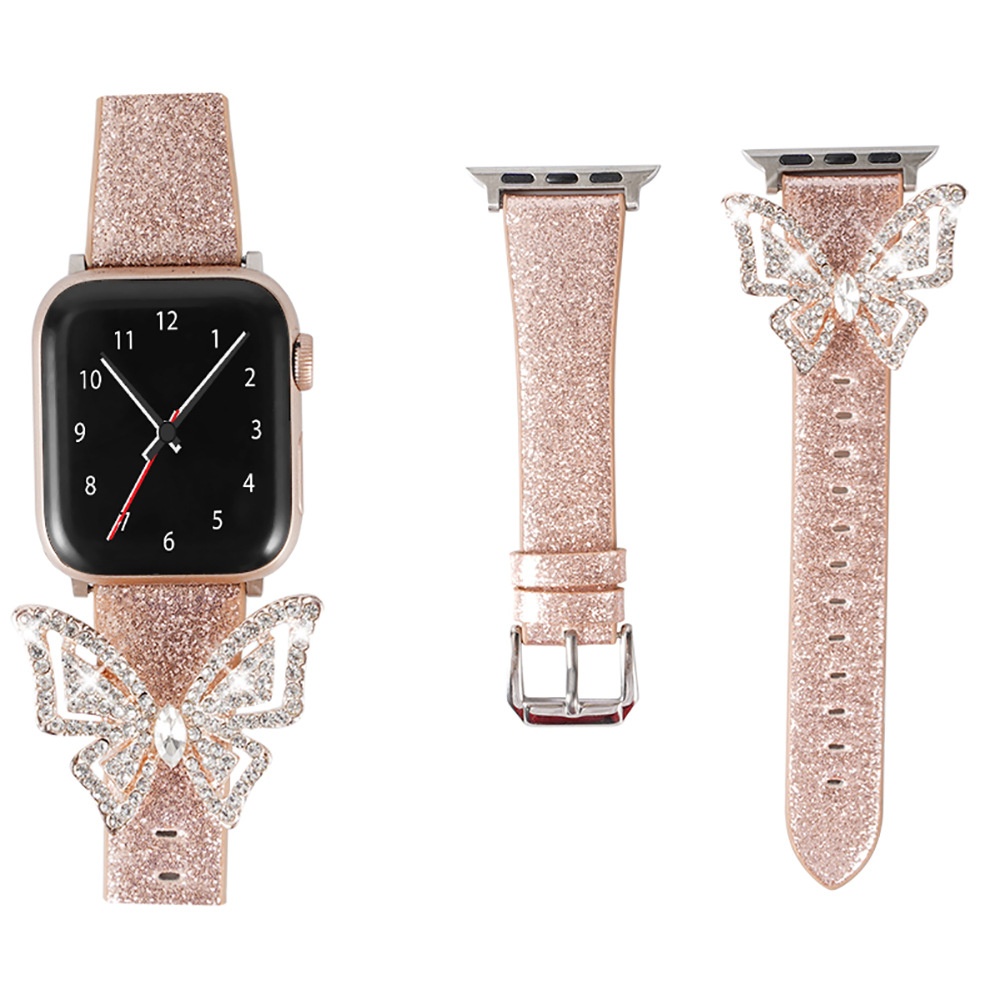 Suitable For Apple Watch12345678 Generation Apple Watch Strap With Flash Diamond Butterfly Iwatch