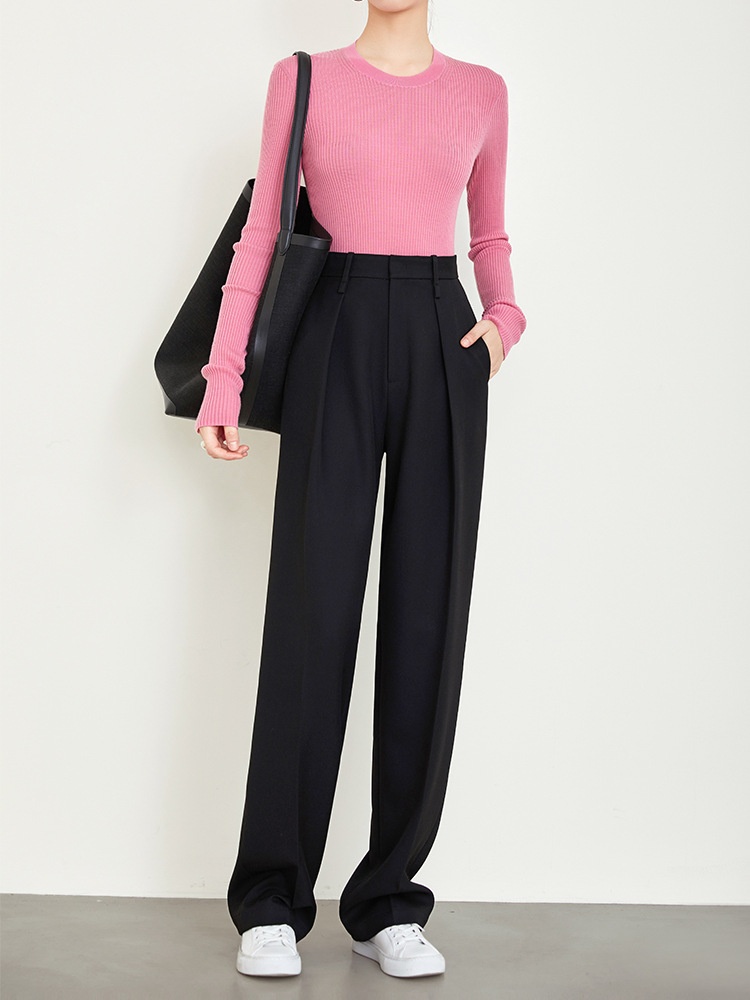 Autumn And Winter Gray Suit Pants Old Money Style Pants Slimming Wide Leg Pants Niche Casual Straight Pants Women - 4