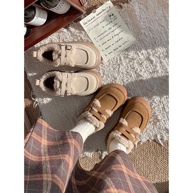 Thick-soled Height-enhancing Snow Boots For Women Winter Plus Velvet Thickened Round Toe Casual Warm Cotton Shoes Comfortable Birkenstocks