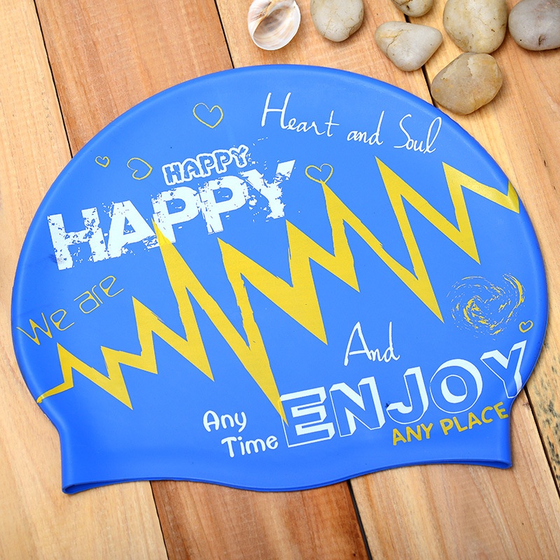 Adult Silicone Swimming Cap Waterproof Unisex Swimming Fashion Graffiti Ear Protection Swimming Cap