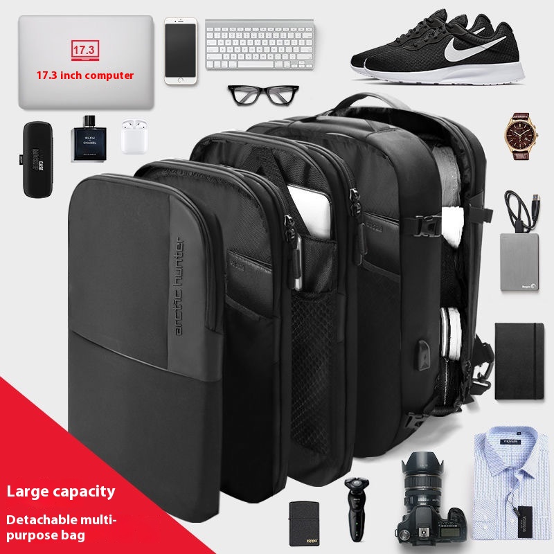 Detachable Multifunctional Large Capacity Backpack Waterproof Anti-theft Backpack Business Casual Computer Bag Dual-purpose Men's Bag