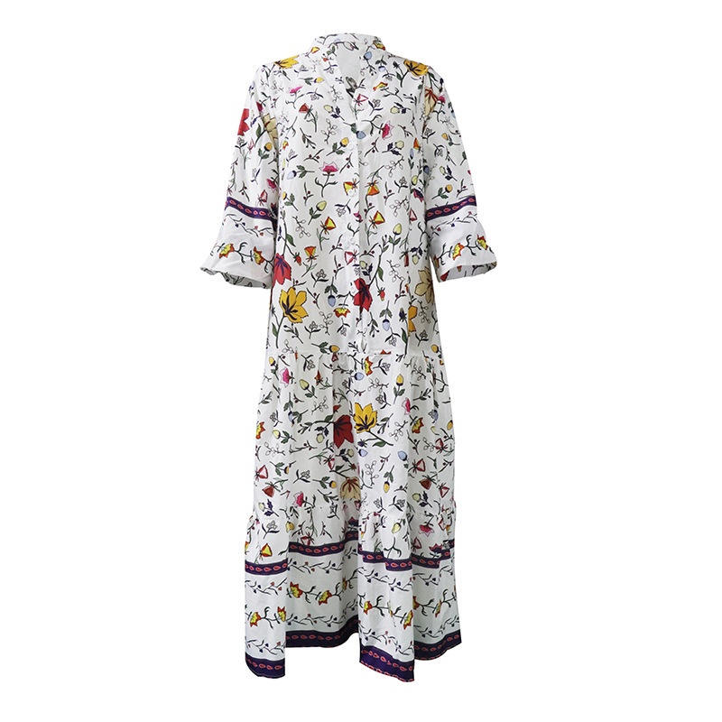 F D313 Ready-stock Fashion Foreign Trade Women's Clothing Autumn And Winter Fashion Printed Bohemian Long Dress - 5