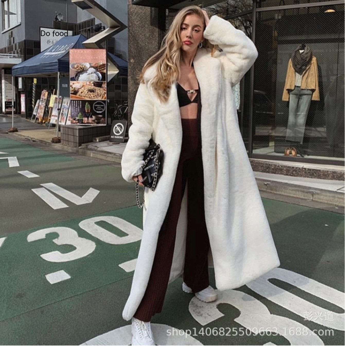 Autumn And Winter Rabbit Fur Coat Fur Coat Long Thickened Warm Coat Extra Long Women's Windbreaker