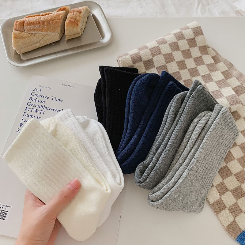 Winter Socks Women Solid Color High Elastic Terry Socks Thick Warm Towel Socks High Waist Sports Socks