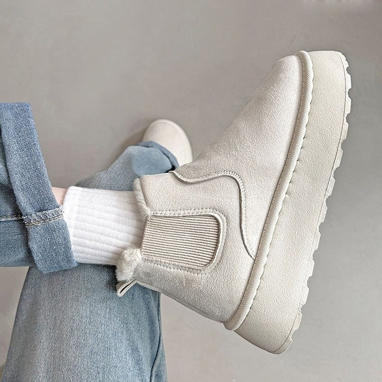 Northeast White Warm Thick-soled Snow Boots For Women Winter Style Super Hot Plus Velvet Thick Cotton Shoes