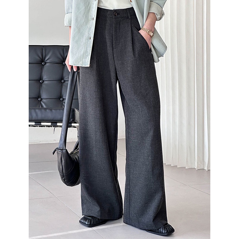 Juzhi Spring Style Old Money Style Loose Drape High Waist Wide Leg Suit Pants Korean Casual Pants Female8698