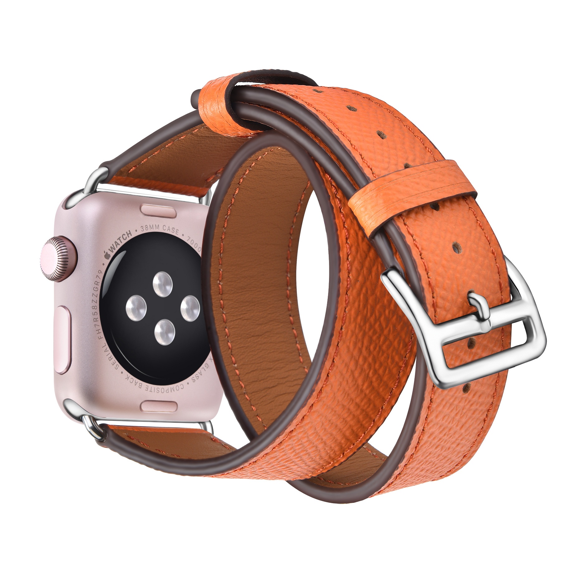 Applicable To Apple Watch Strap Apple Watch876 Genuine Leather Double Ring Genuine Leather Strap Iwatch Color Matching Double Ring