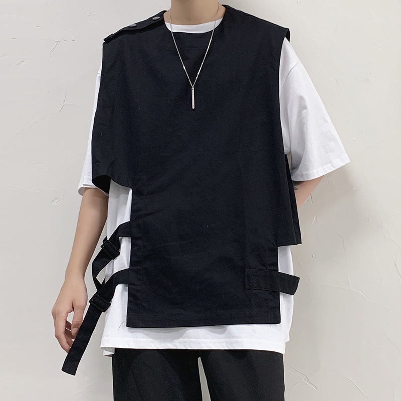 Hong Kong Style Brand Irregular Deconstruction Outer Wear Sleeveless Vest Men's Korean Styley Personality Matching Workwear Jacket Vest