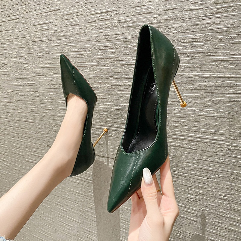 611-1 Korean Version Of Super High Bed Women's High Heels Winter Pointed Stiletto Shallow Mouth Work Women's Single Shoes