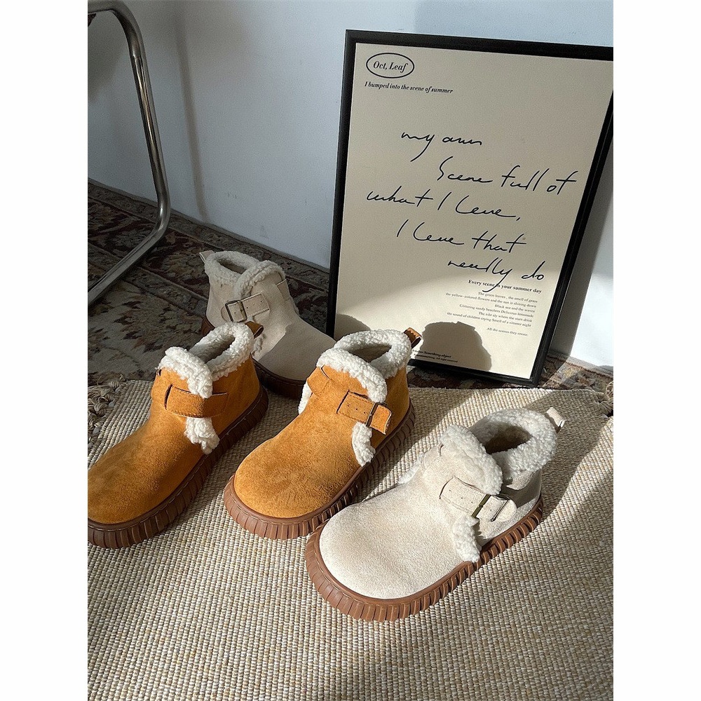 Jinmi Korean Retro Plus Velvet Warm Snow Boots Women Autumn And Winter Non-slip Short-tube Cotton Shoes Northeast Cotton Boots