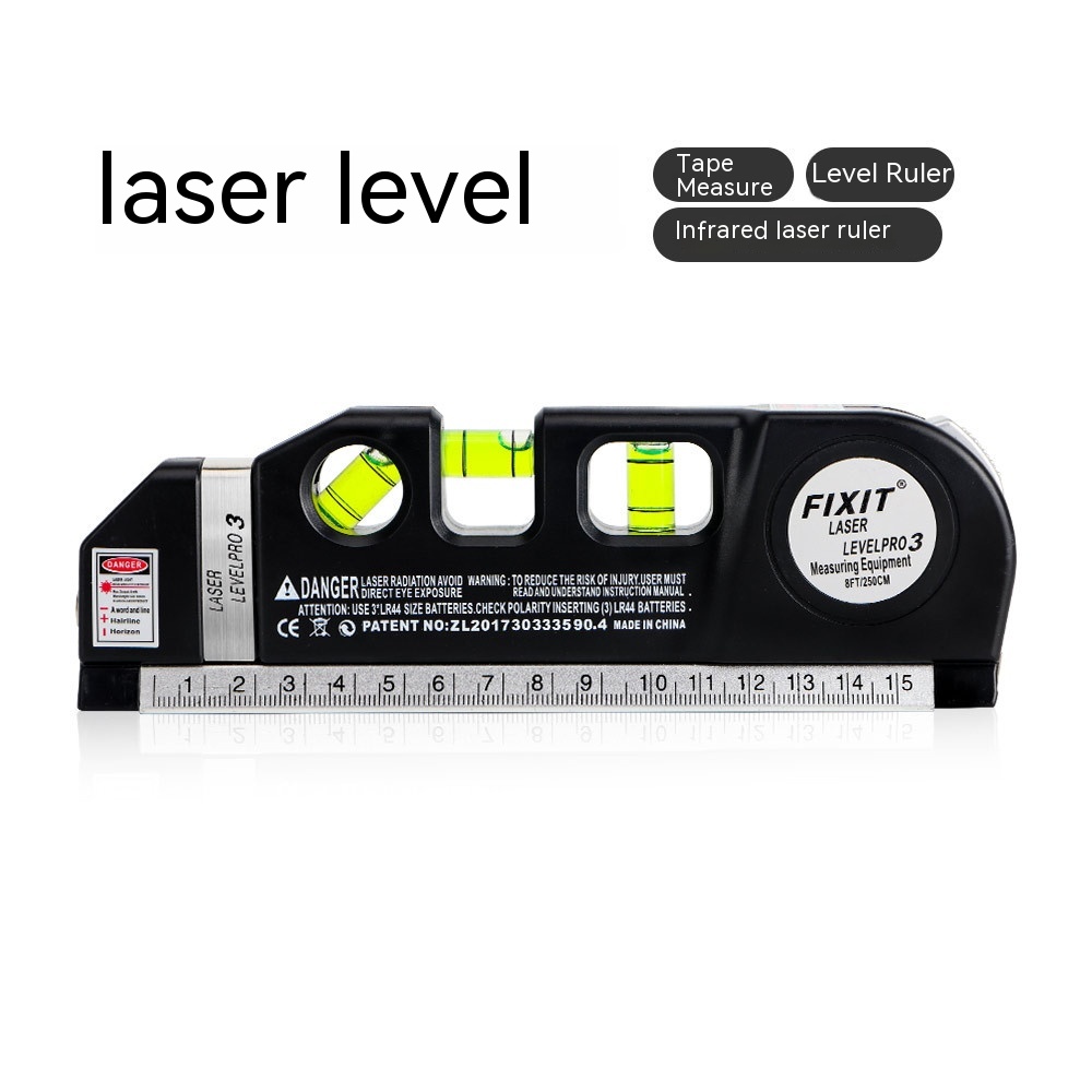 Multifunctional Three-in-one Laser Level Ruler With Tape Measure Infrared Decoration Cross Line Right Angle Level