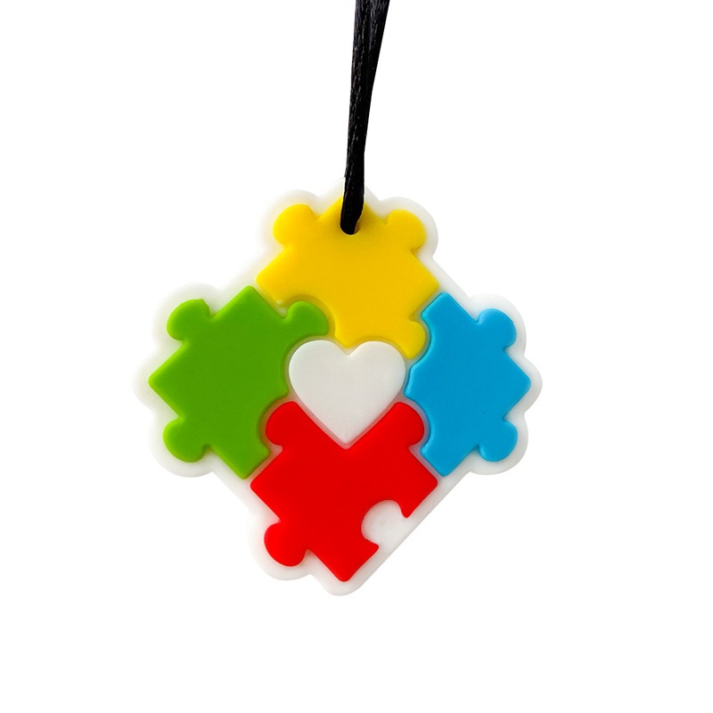 Popular Puzzle Pendant Teething Chain Baby Food Grade Teething Chewing Teether Children's Chewing Gum Silicone Teether