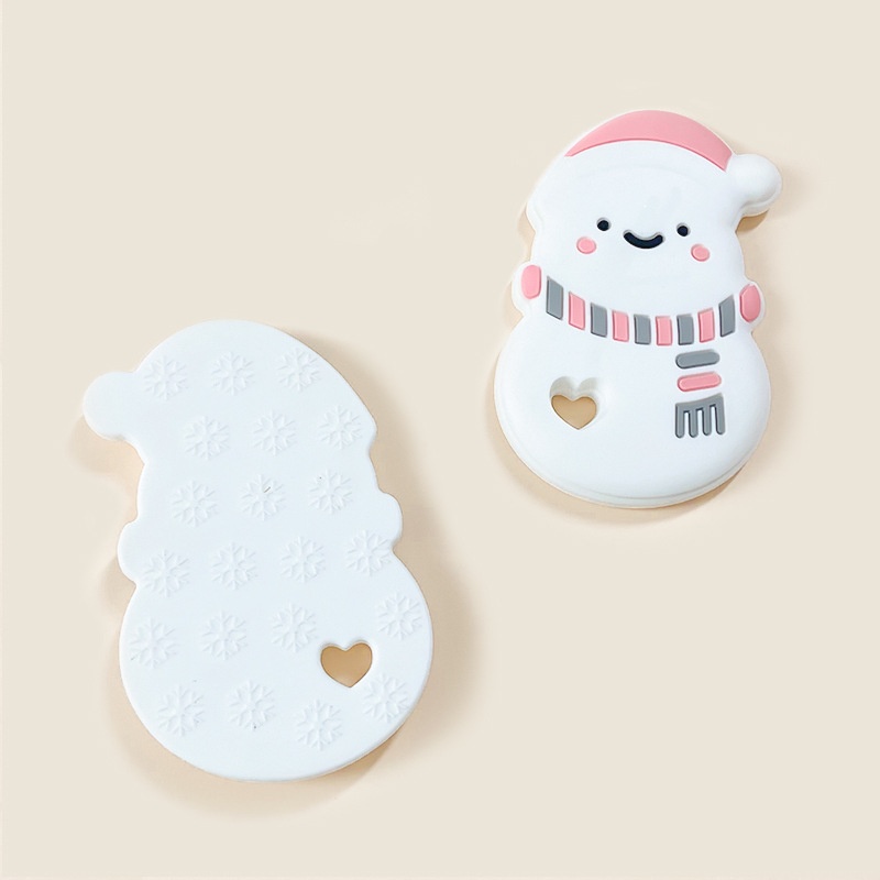 Cartoon Snowman Chewing Gum Food Grade Molar Stick Christmas Series Soothing Anti-sucking Hand Baby Silicone Teether