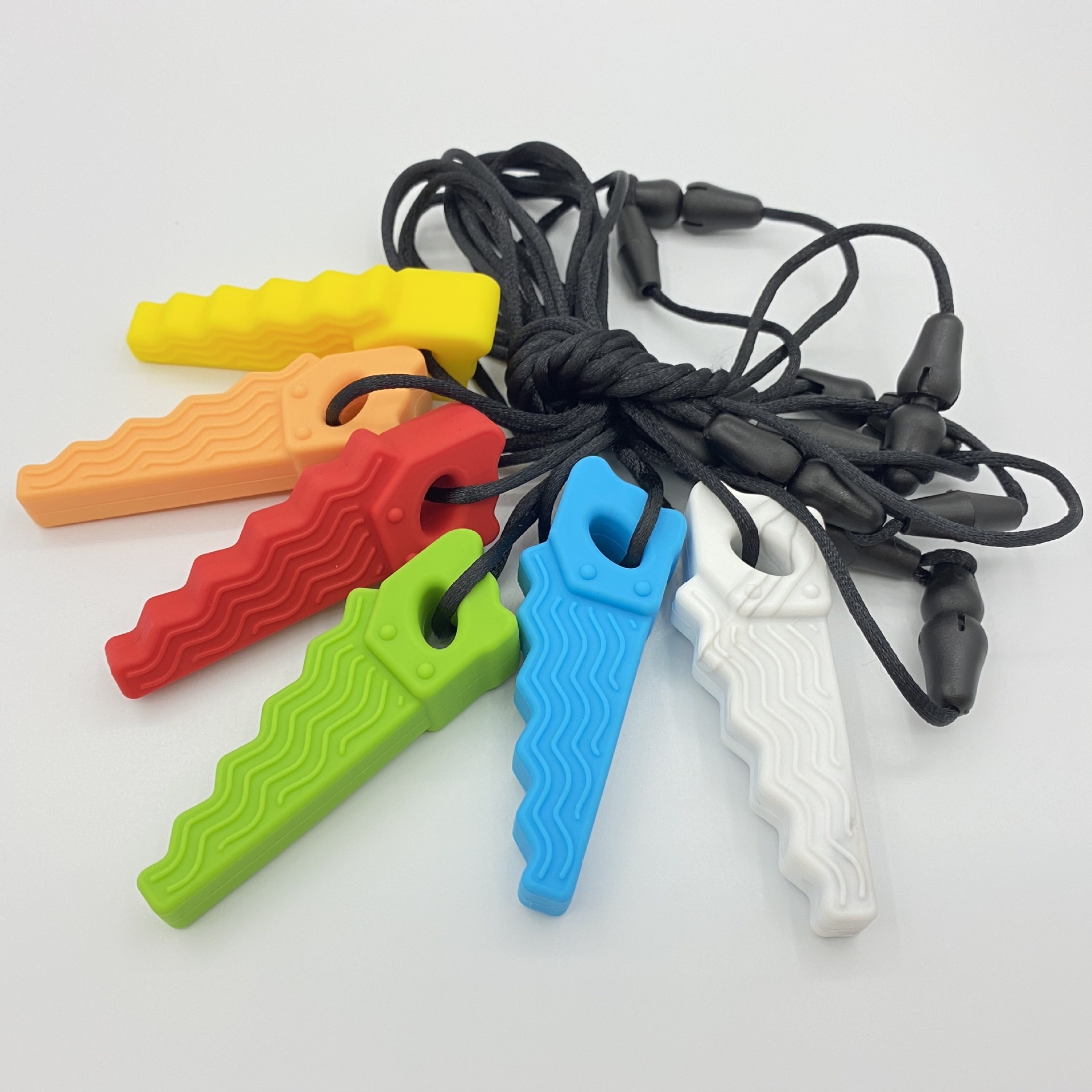 Children's Chewing Teether Stick Anti-drop Necklace Baby Soothing Anti-bite Hand Chewing Gum Serrated Silicone Teether